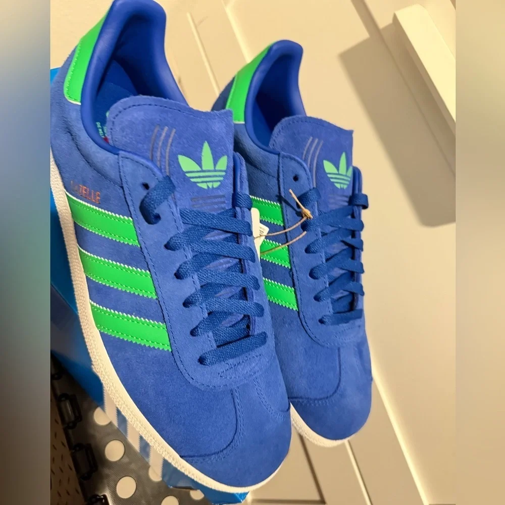 Adidas Gazelle‎ Sneakers Suede Royal Blue/Green Sz 9.5 Men woman Sz 11 Retro